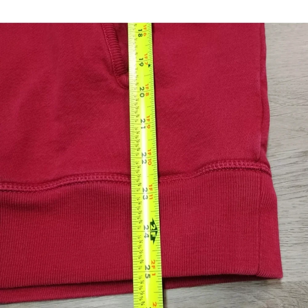 True Religion Red Maroon Pullover Pocket Logo Hoodie Sweatshirt Size Medium